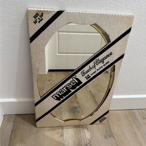 Vintage Art Deco mirror MCM Oval shape mirror Gold